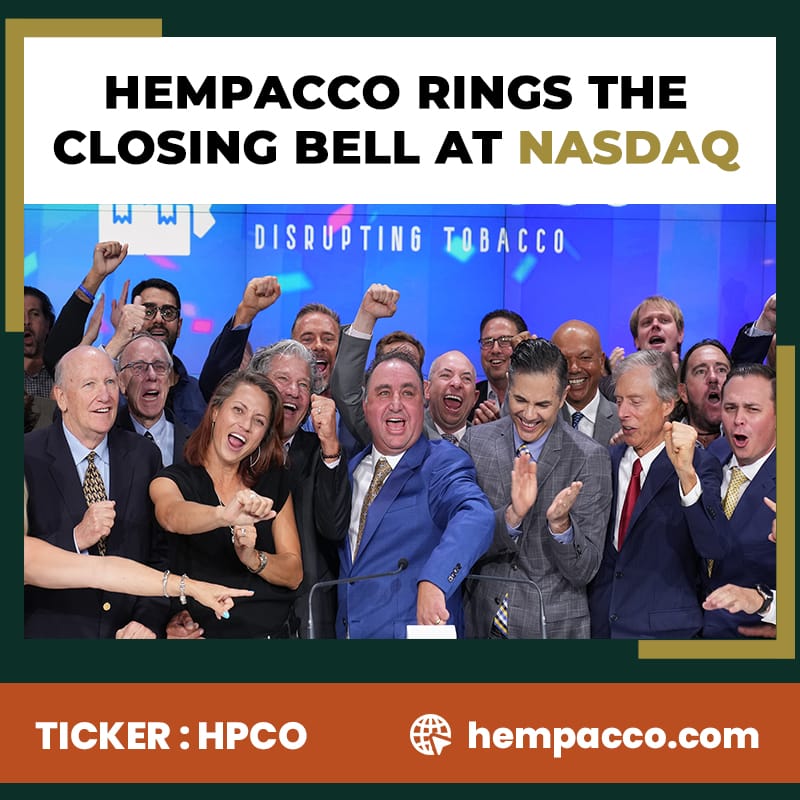 Hempacco Rings the Closing Bell at Nasdaq on September 23 with Co-Founders Sandro Piancone and Jorge Olson with Their Families, Board of Directors, and Stakeholders