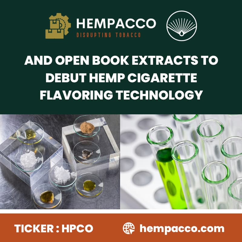 Hempacco and Open Book Extracts to Debut Hemp Cigarette Flavoring Technology at Industry’s Largest Annual Trade Show