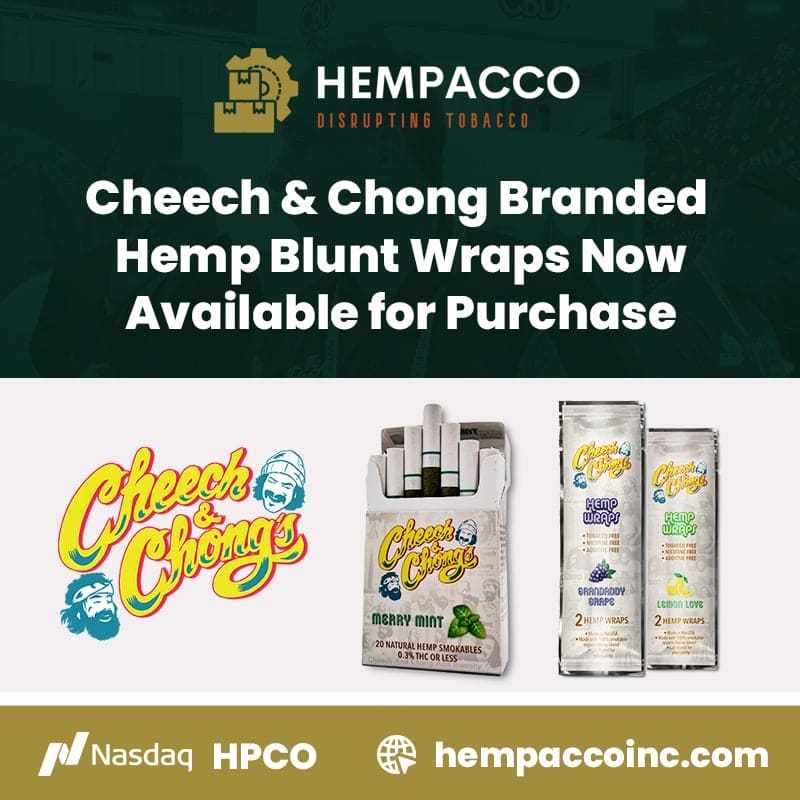 Hempacco Announces Cheech & Chong-Branded Hemp Blunt Wraps Now Available for Purchase